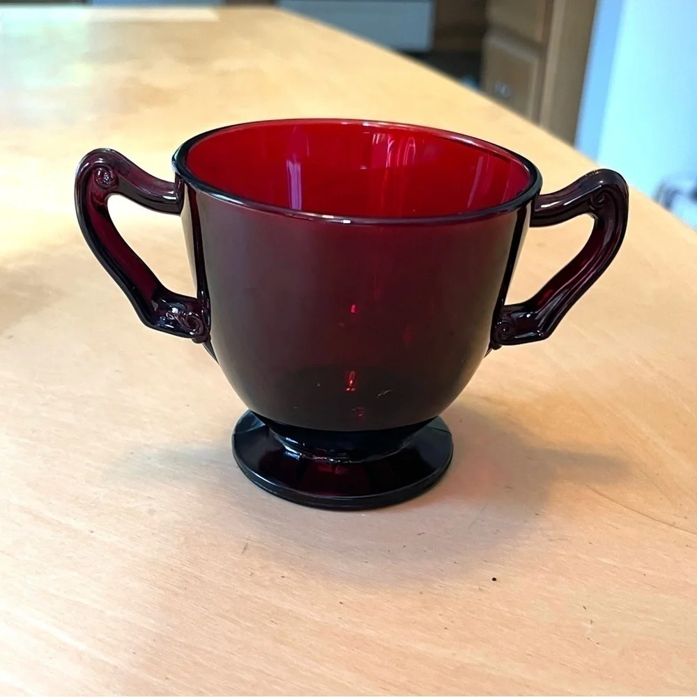 Vintage Anchor Hocking Royql Ruby Red Open Sugar Dish